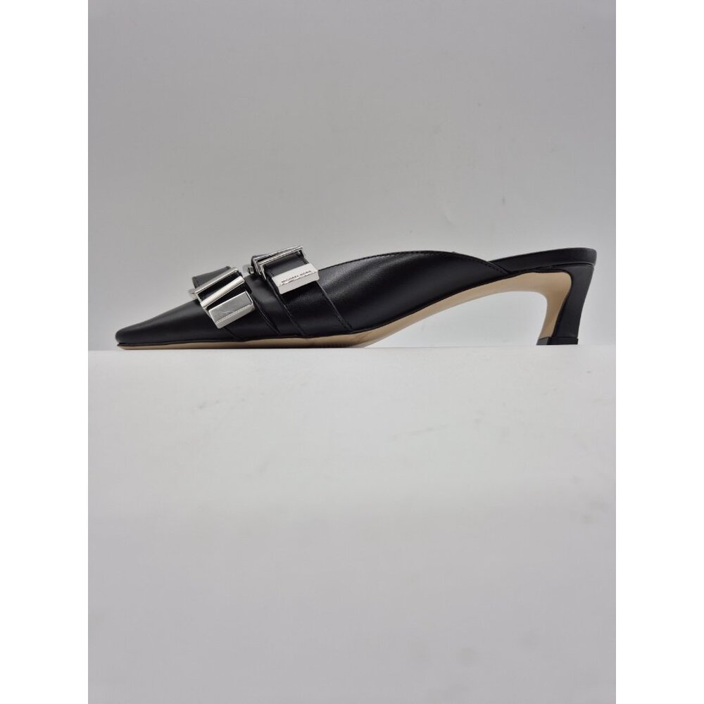 Michael Kors Women's Shoes Size 6 Darrington Kitten Heel Mules Black Leather 373 - Picture 4 of 14